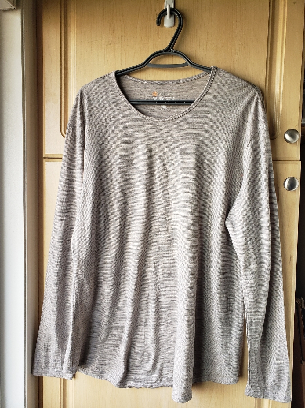 Merino Wool Light Gray Long Sleeve Knit Top